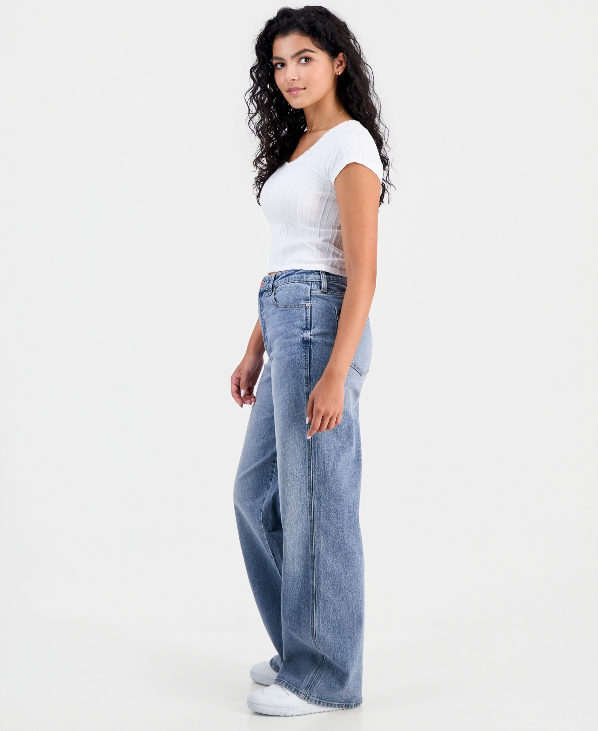 Celebrity Pink Juniors' High Rise Baggy Wide-Leg Curvy Jeans