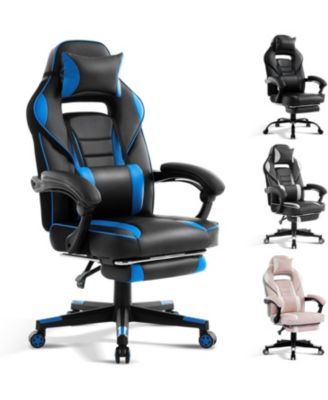 Gaming Chair, Computer Chair with Massage Lumbar Support and Footrest Height Adjustable Ergonomic with 360-Swivel Seat and Headrest.