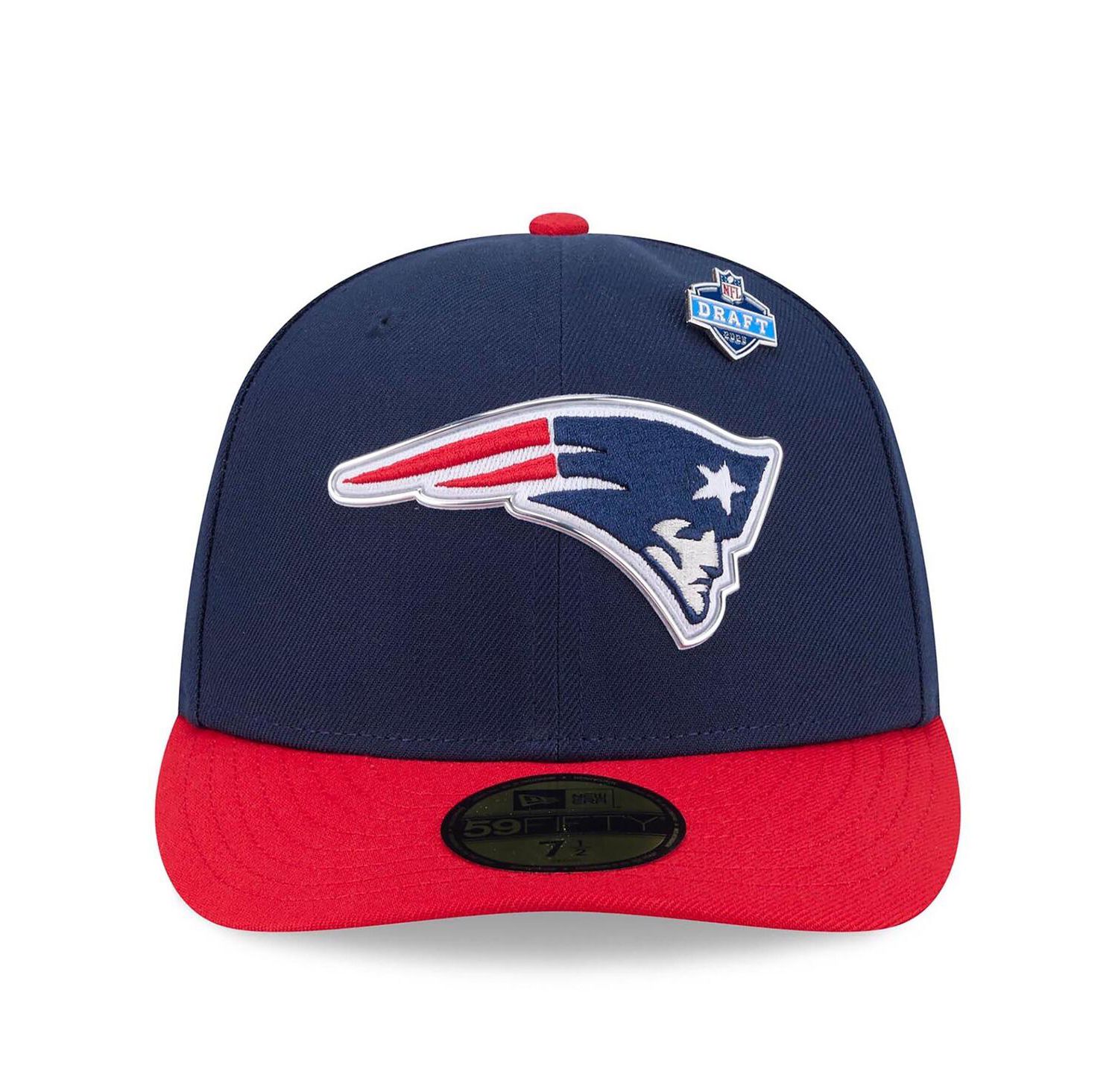 Men's Navy/Red New England Patriots 2026 NFL Draft Pre-Curved 59FIFTY Fitted Hat