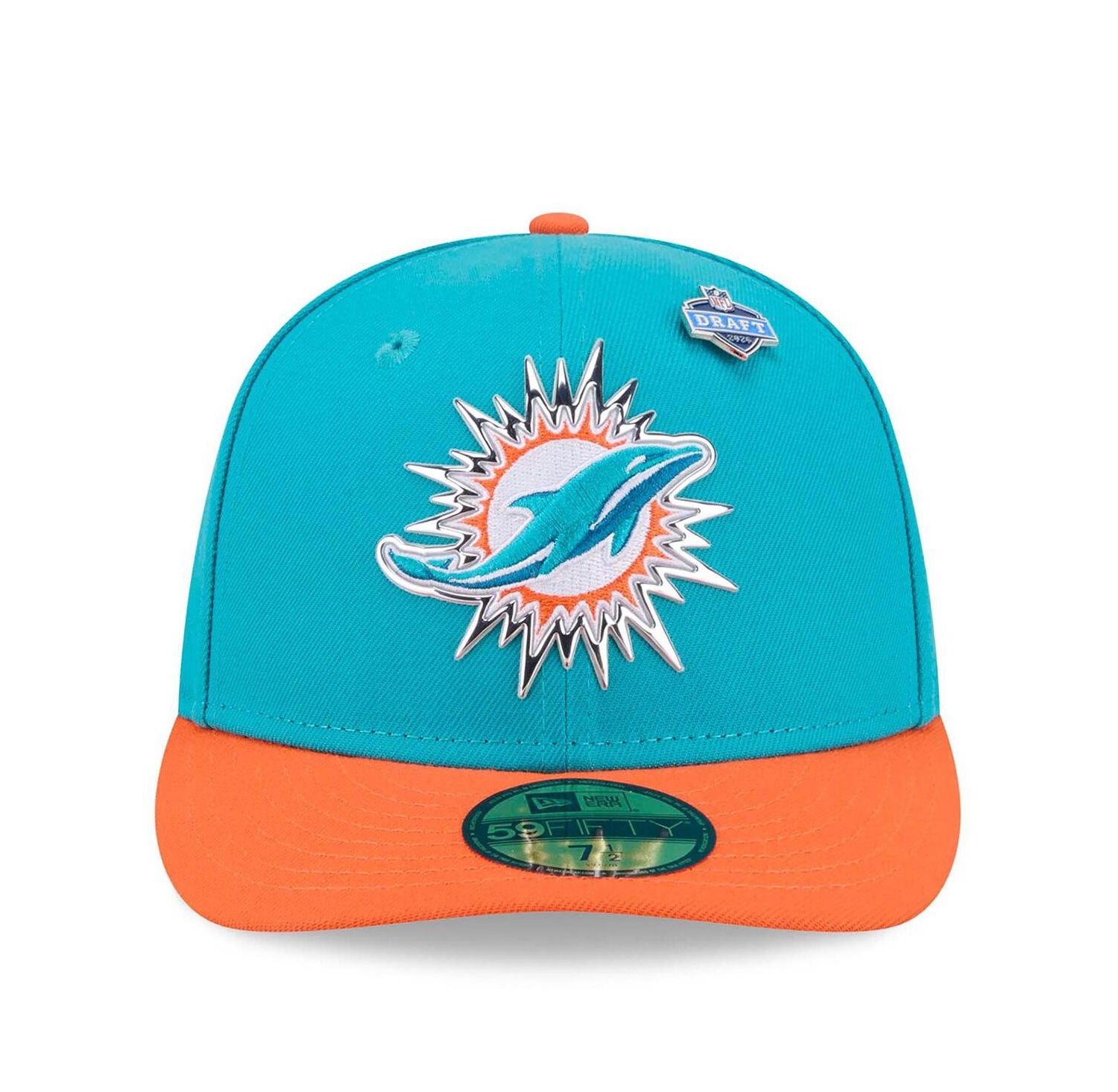 Men's Aqua/Orange Miami Dolphins 2026 NFL Draft Pre-Curved 59FIFTY Fitted Hat