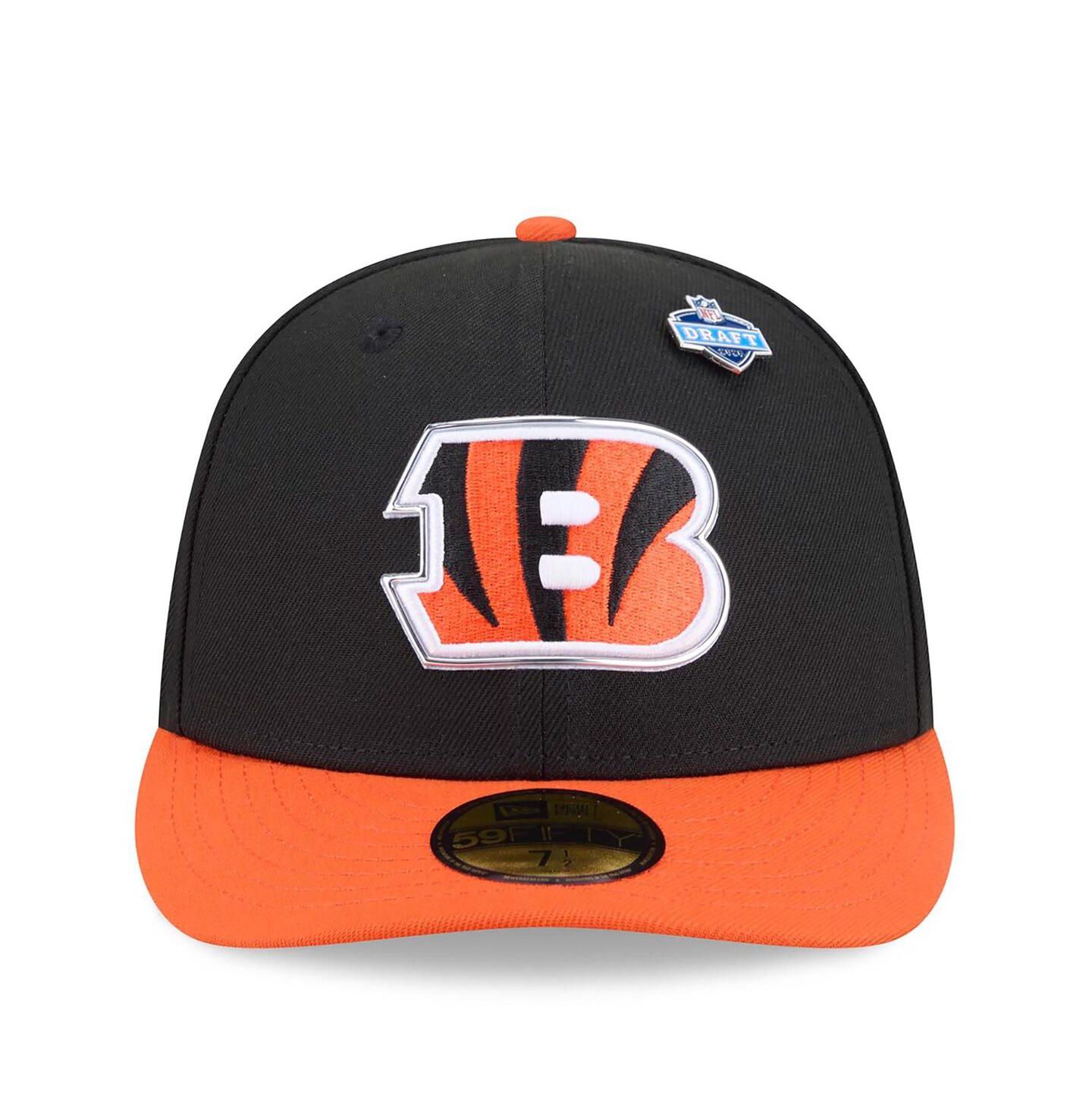 Мужская кепка New Era Black/Orange Cincinnati Bengals 2026 NFL Draft Pre-Curved 59FIFTY Fitted Hat — фото 2