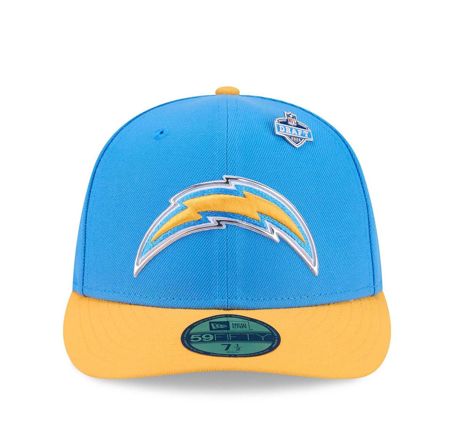 Men's Powder Blue/Gold Los Angeles Chargers 2026 NFL Draft Pre-Curved 59FIFTY Fitted Hat
