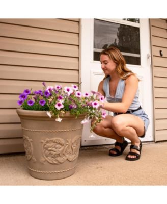 Indoor/Outdoor Patio, Garden, or Porch Weather-Resistant Double-Walled Arabella Flower Pot Planter - 20"