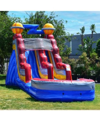 Astronaut Commercial Inflatable Grade Water Slide with Attached Splash Pool for Kids and Adults (with Blower), Outdoor Indoor, Wet Dry Use, Tall Inflatable