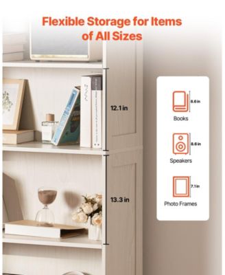 68 in 5 Tier Wide Bookshelf with Open Display Shelves