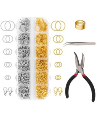 1200pcs Jump Rings Necklace Repair Kit Tools Pliers Tweezers Lobster Clasps Crafts Key Chains