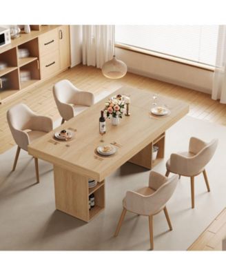 4-6 Person Farmhouse Wooden Dining Table with Storage Cubes