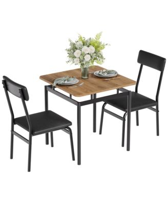 3-Piece 2-Person Industrial Compact Dining Table Set