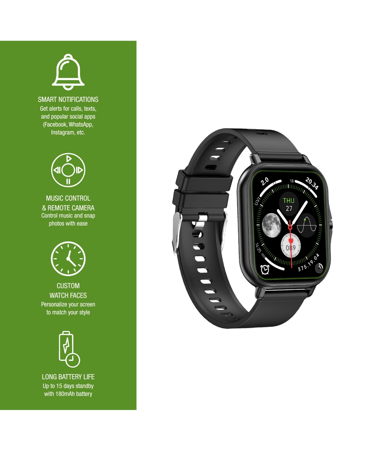 Pursonic Smart Watch and Wellness Ring Bluetooth Health-Monitoring Bundle