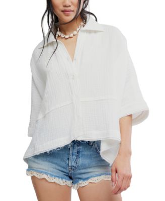 Women's Happy Days Collared Cotton Top