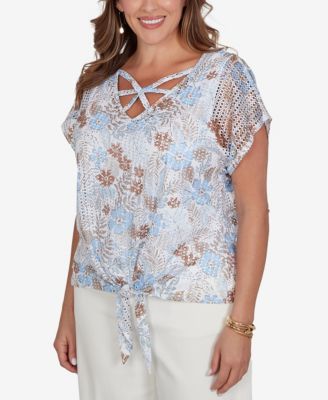 Plus Size Printed Oval Texture Knit Top