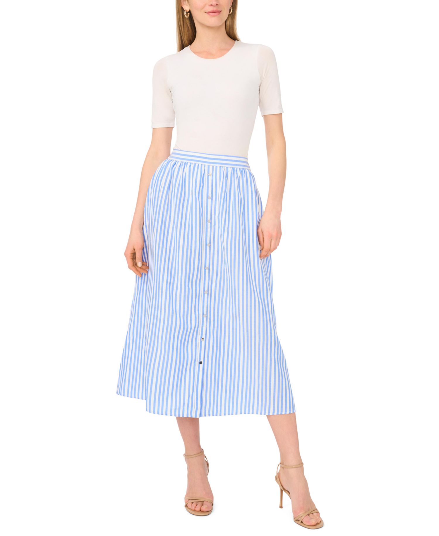 Women's Pull-On Placket Midi Skirt