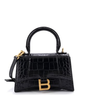 XS Hourglass Top Handle Bag Embossed Leather
