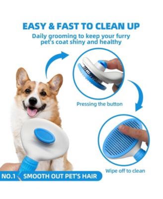 Multi Piece Pet Grooming Kit with Hair Brush, Washing Gloves, Slicker Brush and Shampoo Scrubber