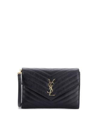 Classic Monogram Envelope Wristlet Clutch Matelasse Chevron Leather