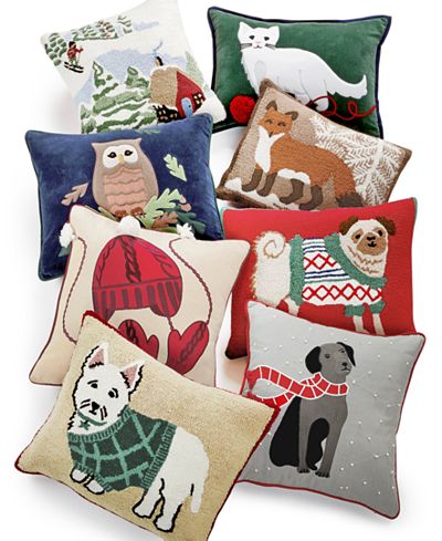 Martha Stewart Collection Winter and Animals Decorative Pillow Collection, Only at Macy's