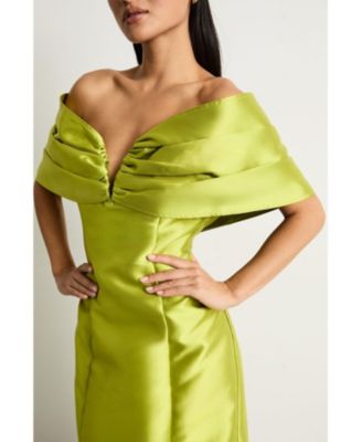 Women's Satin Twill Bardot Midi Dress