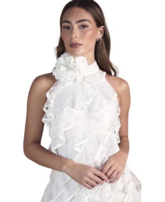 Women's Lace Frill Mini Bridal Dress