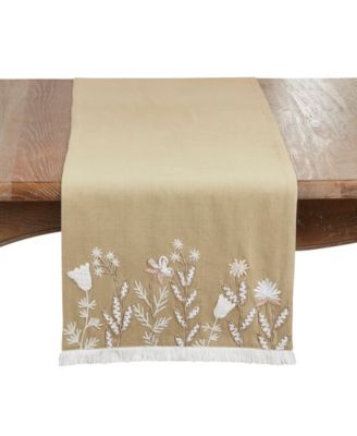 Embroidered Meadow Table Runner, 16" x 72"