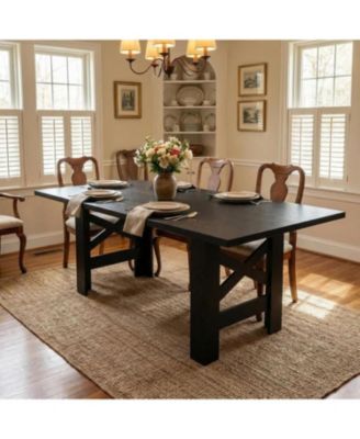 Wood Farmhouse Dining Table for 6-8, Heavy Duty Large Kitchen Table, 70.87" Long Rectangular Dining Room Tables with Strong Legs