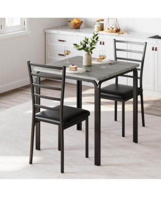 3-Piece 2-Person Square Dining Set with Upholstered Chairs