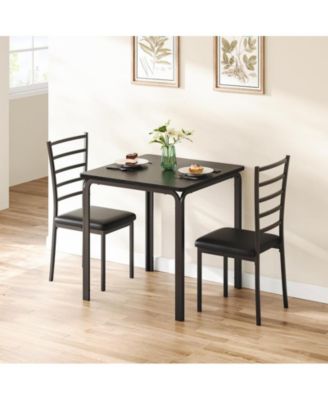 3-Piece 2-Person Square Dining Set with Upholstered Chairs