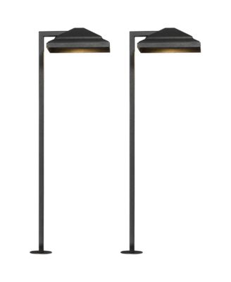 High Modern Outdoor Landscape Path Lights Porch House Exterior Set of 2 LED Bulb Textured  Finish Metal