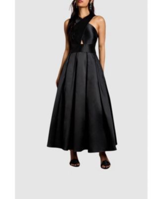 Women's Cross Neck Twill Bridesmaid Dress