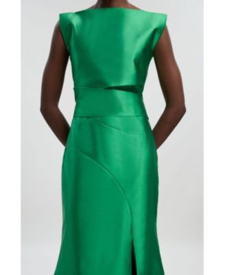 Women's Satin Twill Draped Maxi Dress