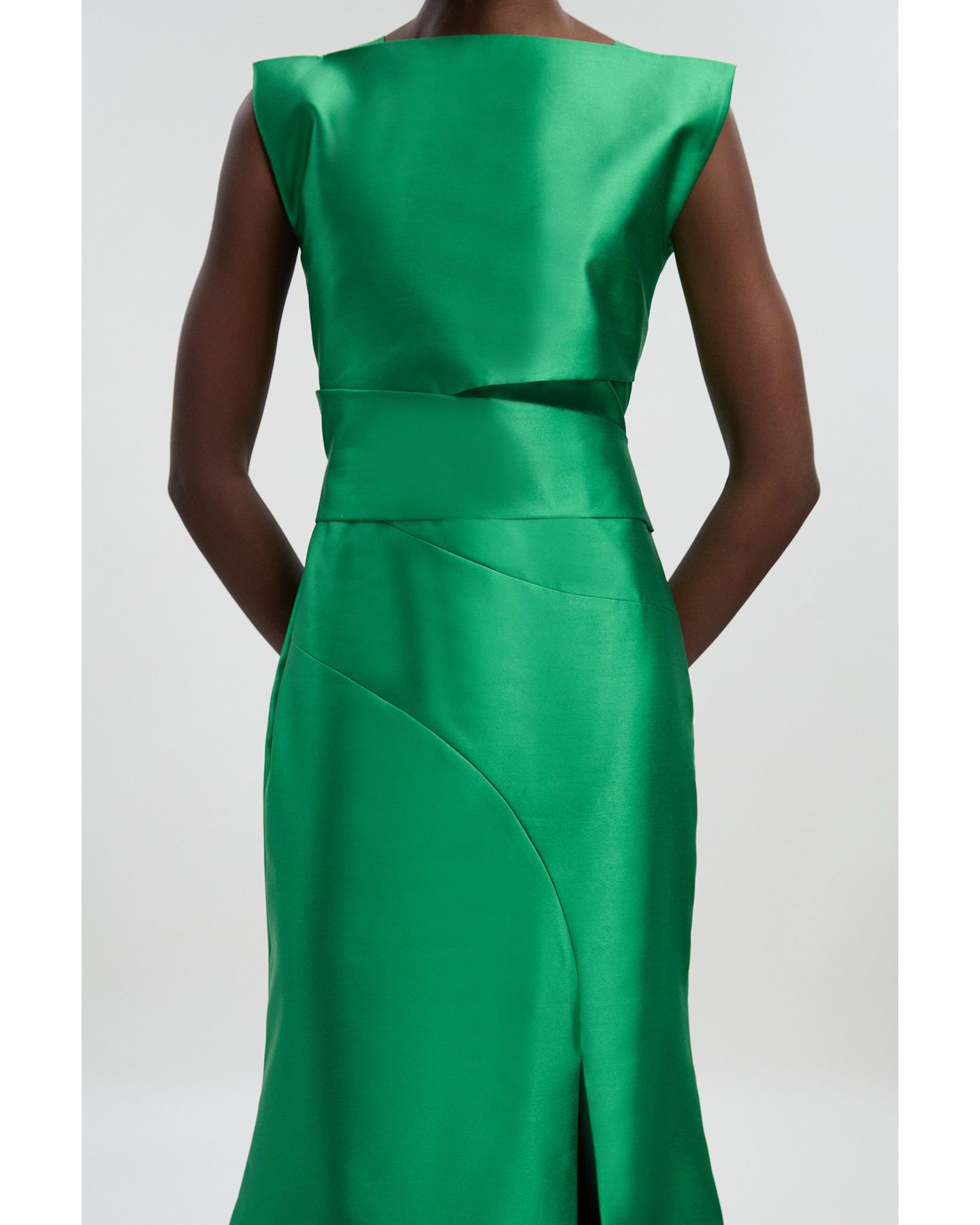 Женское платье Karen Millen Satin Twill Draped Maxi, цвет: Зелёный — фото 4