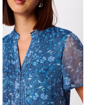 Women's Ditsy Floral V Neck-Blouse