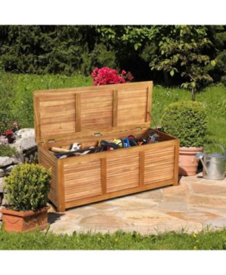46 Gallon Acacia Wood Storage Bench Box for Patio Garden Deck