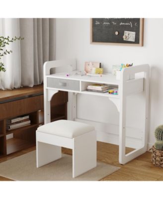 Desk and Chair Set- Wooden Writing Table with Storage Drawers and Pen Holder-  Study Desk for Kids