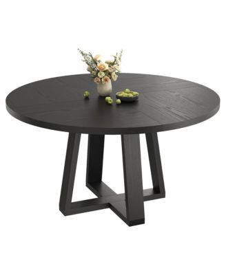 4-6 Person Round Farmhouse Dining Table with Pedestal