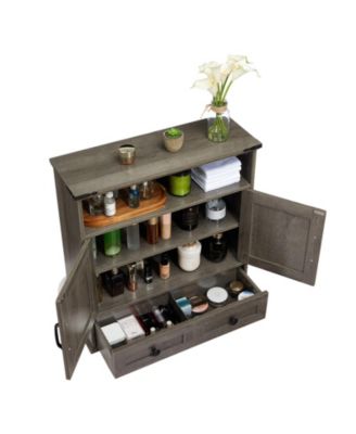 Farmhouse Wall Cabinet with Barn Doors and Adjustable Shelf, 25 in Wide Bathroom Storage Organizer for Bath, Laundry and Entryway