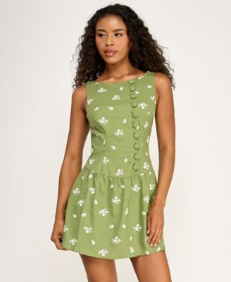 Seni & Cade Juniors' Embroidered Boat Neck Dress - Green - Size XXL