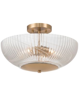 Molini  Wide Warm Brass Bowl 3-Light Ceiling Light