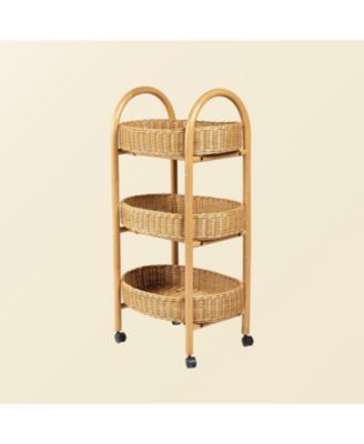 Con Handcrafted Rattan Craft Utility Cart Trolley - Wicker