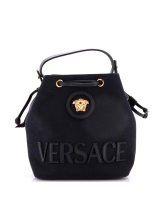 Small La Medusa Drawstring Bucket Bag Canvas with Leather