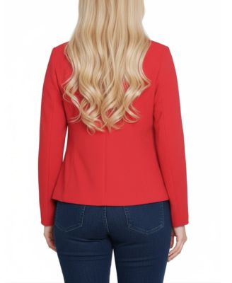 Petite Cropped Long-Sleeve Crepe Jacket