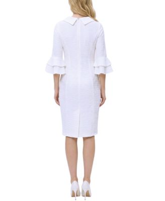 Petite 3/4-Sleeve Shawl Collar Dress