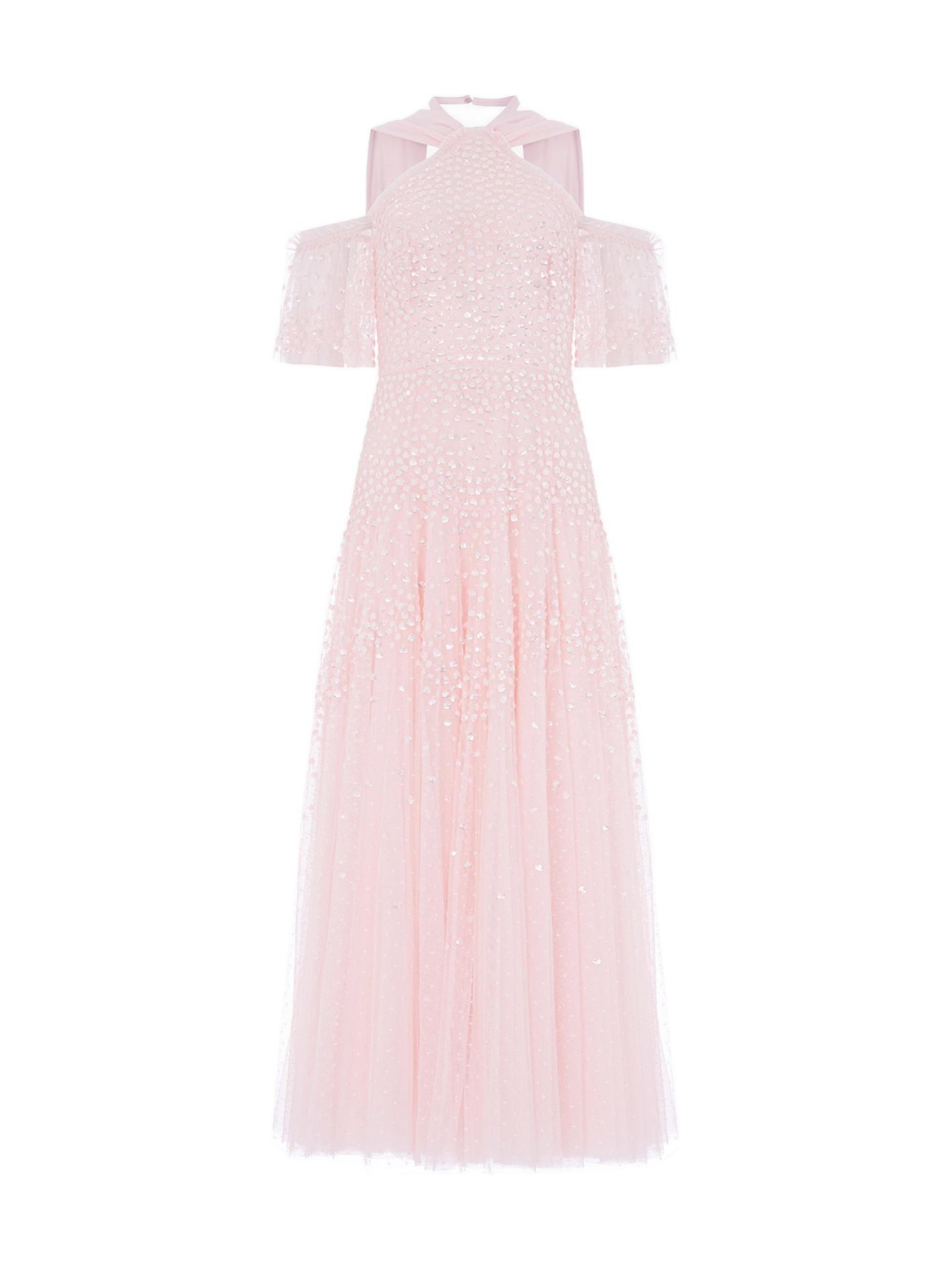 Женское платье Needle & Thread Scallop Sequin Halter-Neck Ankle Gown, цвет: Seashell — фото 3