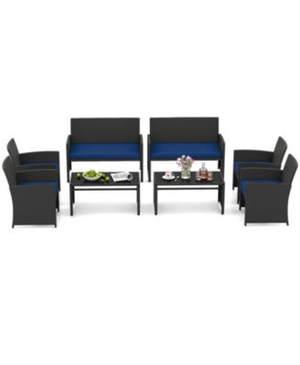 4-Piece Rattan Patio Set with Loveseat, Chairs and Glass Coffee Table