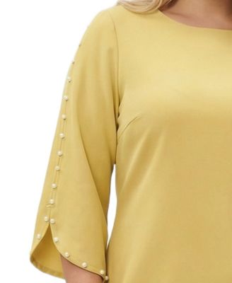 Plus Size 3/4-Petal-Sleeve Dress