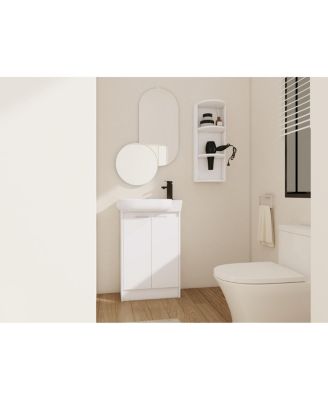 23 Inch Bathroom Vanity with Sink and Storage Rack, Modern Freestanding Plywood Cabinet, Soft Close Doors for Small Spaces