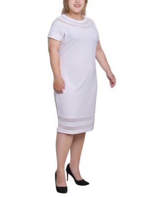 Plus Size Short-Sleeve Dress with Mesh Insets