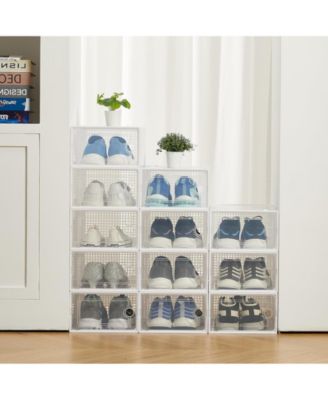 Clear Plastic Shoe Storage Boxes with Lids, Stackable Ventilated Organizer Bins for Closet, Under Bed and Living Room Storage