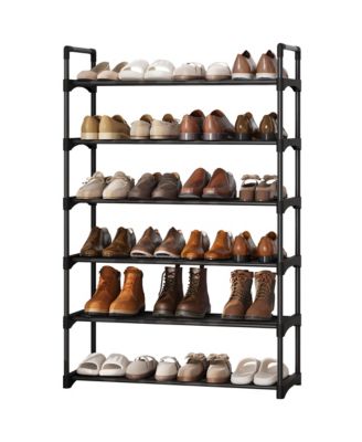 Slim Shoe Rack with Metal Frame and Fabric Shelves, Adjustable Shoe Storage Organizer for Entryway, Bedroom, Closet and Living Room