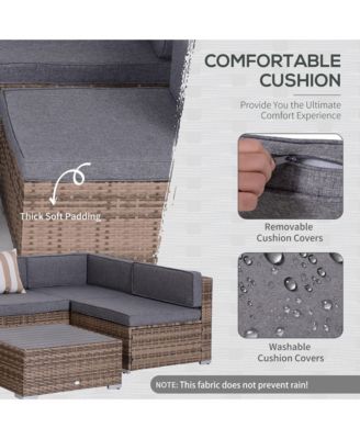 7-Piece Patio Furniture Sets Outdoor Wicker Conversation Sets All Weather PE Rattan Sectional sofa set with Cushions & Slat Plastic Wood Table, Grey