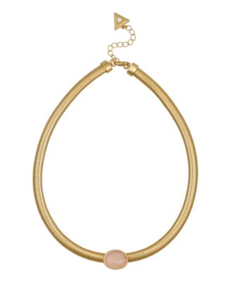 Rose Quartz Gold-Tone Collar Necklace
